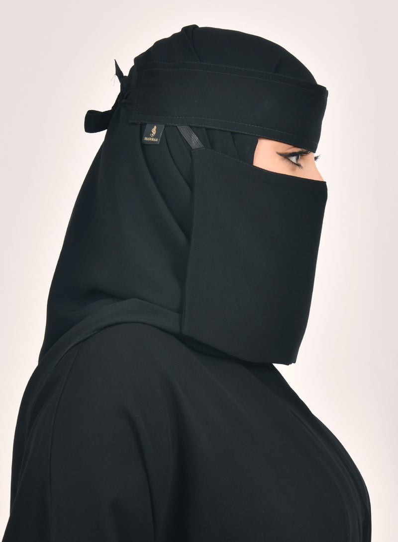 HAWRAA ABAYA Very short slanted elastic niqab with tie closure - Image 2