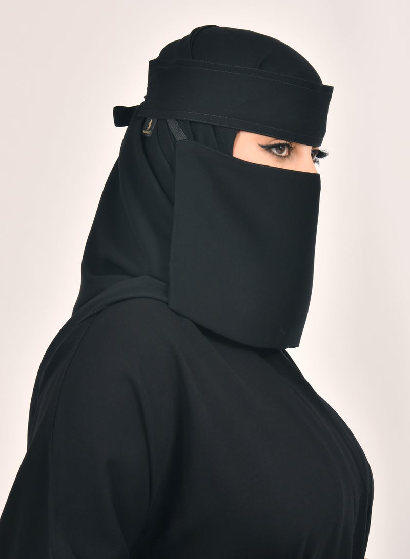 HAWRAA ABAYA Very short slanted elastic niqab with tie closure - Image 3