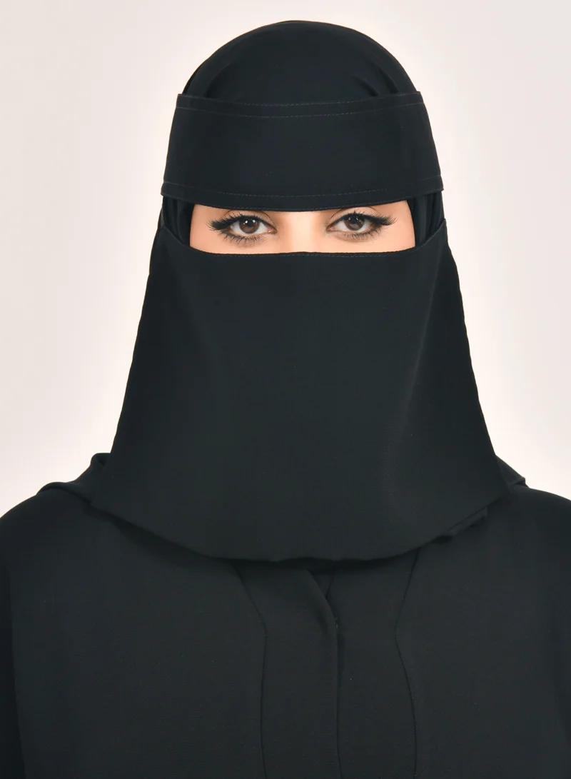HAWRAA ABAYA Very short slanted elastic niqab with tie closure
