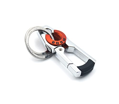 Omuda Stylish Hook Locking Silver Metal Carabiner Double Ring Hook Metal Key Chain for Men & Women - Image 5