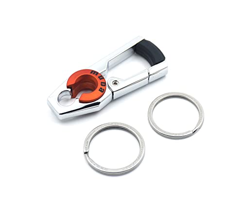 Omuda Stylish Hook Locking Silver Metal Carabiner Double Ring Hook Metal Key Chain for Men & Women - Image 4