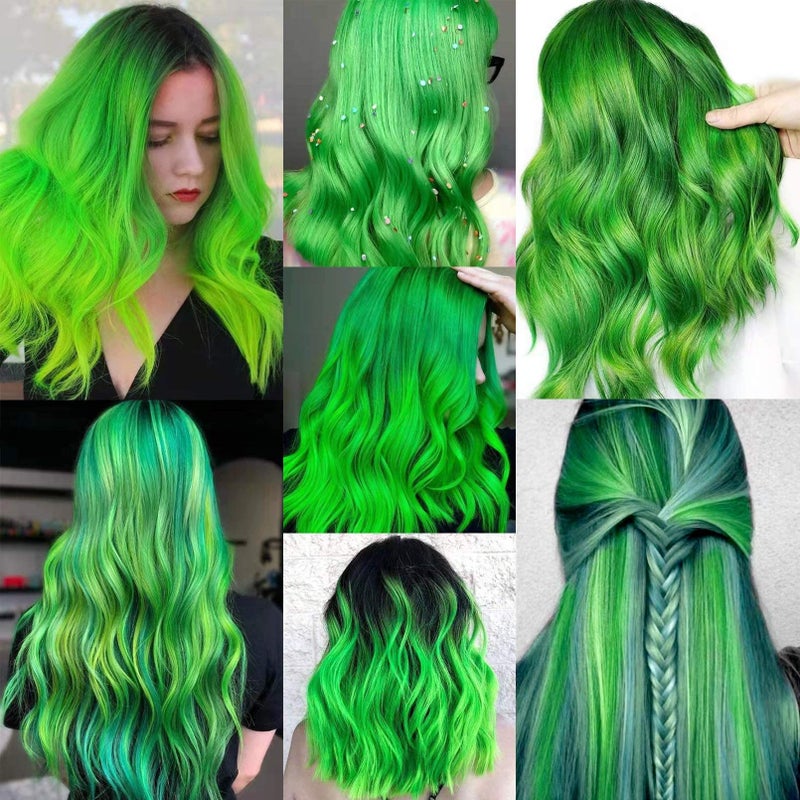 RINBOOOL Green Hair Extensions Clip in, 22 Inch 10 Pcs Long Straight Colored, for Women Highlight Party, Synthetic - Image 4