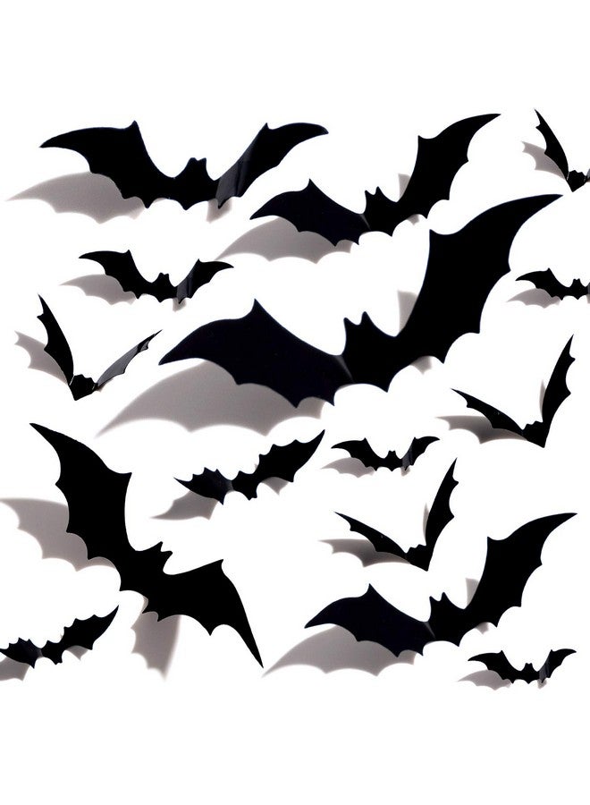 FFNIU Halloween 3D Bats Decoration Plastic Bat Wall Stickers For Home Window Decor Party Supplies (60Pcs) - Image 1