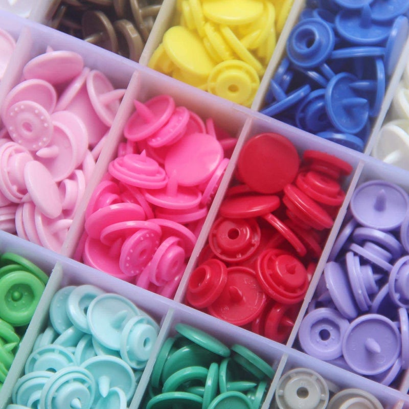 BetterJonny KAM Snaps Buttons + Snap Pliers, Starter Fasteners Kit, 384 Sets 24-Colors, Size 20 T5 KAM Snap Plastic Fasteners Punch Poppers Closures No-Sew Buttons for Crafts Cloth Diaper Bibs - Image 5