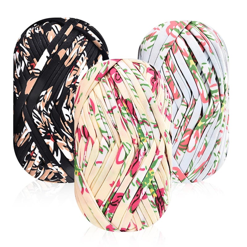 iSuperb 3 Pack Knitting Yarn Colorful Cloth TShirt Yarn Fabric Crochet Cloth for DIY Knitted Art Basket Bag  300g