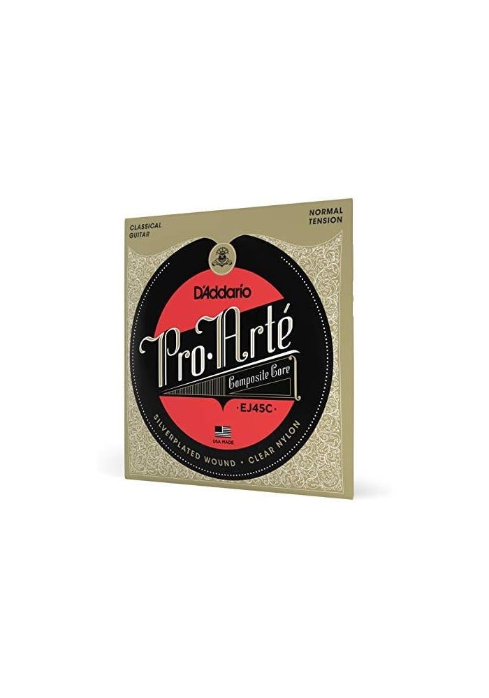 د'اداريو أوتار غيتار كلاسيكي من نوع D'Addario Pro-Arte EJ45C - شد عادي، ملفوفة بطبقة فضية، قلب مركب، أوتار ثلاثية من النايلون الشفاف - Image 5