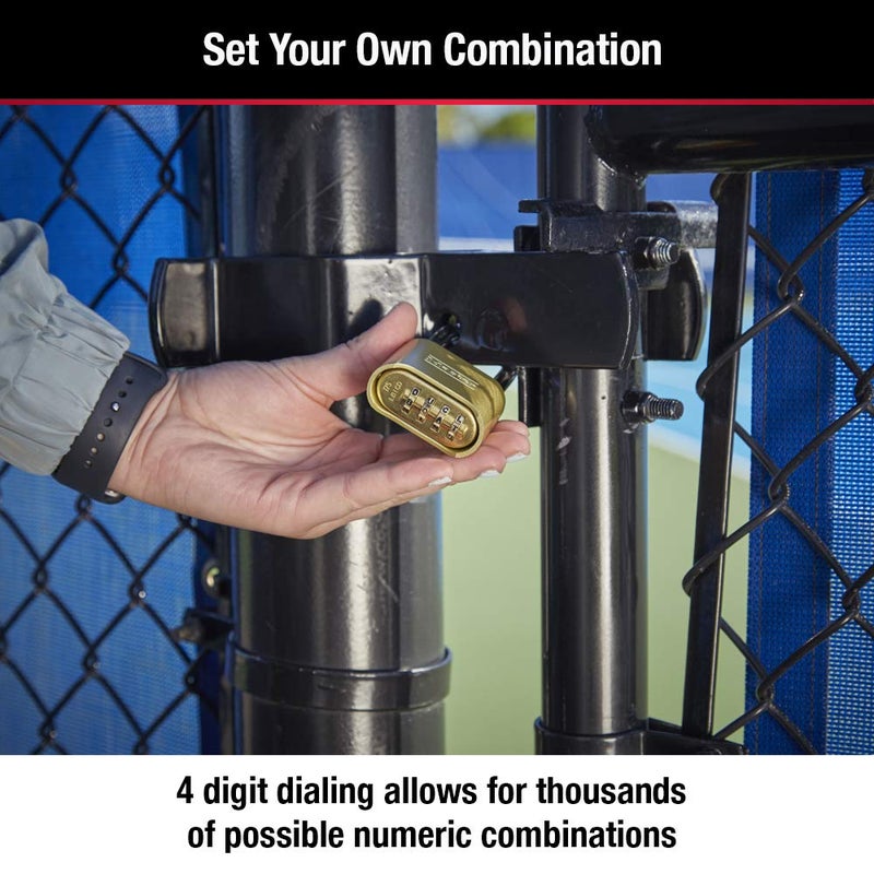 Master Lock Gold Combination Padlock, Gate Lock for Outdoor Fence or Shed, Small Lock with Customizable Code for Indoor or Outdoor Storage, 4 Pack, 175EC4 - Image 4