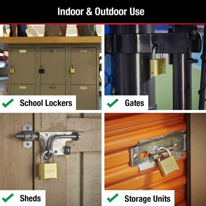 Master Lock Gold Combination Padlock, Gate Lock for Outdoor Fence or Shed, Small Lock with Customizable Code for Indoor or Outdoor Storage, 4 Pack, 175EC4 - Image 2