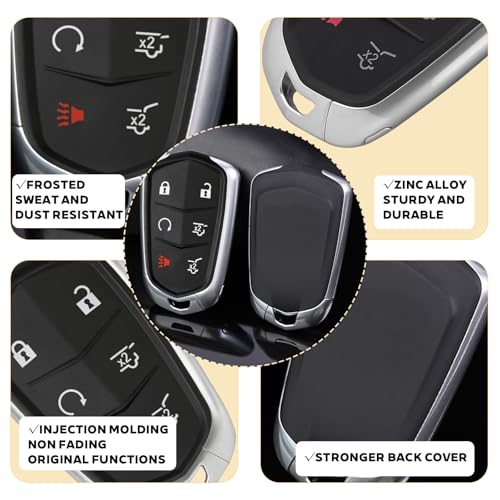 JJCHQ 6 Button Key Fob Shell Case Replacement Fits for Cadillac Escalade ESV 2015 2016 2017 2018 2019 2020 HYQ2AB Car Keyless Entry Remote Control Smart Key Fob Pad Cover Housing - Image 4
