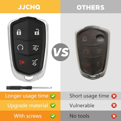JJCHQ 6 Button Key Fob Shell Case Replacement Fits for Cadillac Escalade ESV 2015 2016 2017 2018 2019 2020 HYQ2AB Car Keyless Entry Remote Control Smart Key Fob Pad Cover Housing - Image 5