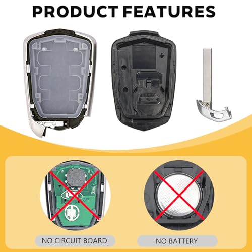 JJCHQ 6 Button Key Fob Shell Case Replacement Fits for Cadillac Escalade ESV 2015 2016 2017 2018 2019 2020 HYQ2AB Car Keyless Entry Remote Control Smart Key Fob Pad Cover Housing - Image 2