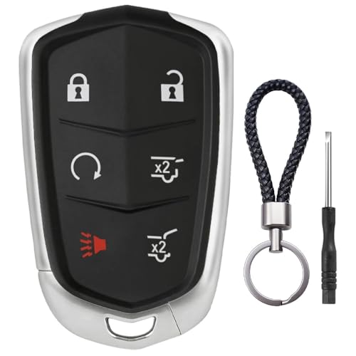 JJCHQ 6 Button Key Fob Shell Case Replacement Fits for Cadillac Escalade ESV 2015 2016 2017 2018 2019 2020 HYQ2AB Car Keyless Entry Remote Control Smart Key Fob Pad Cover Housing - Image 1