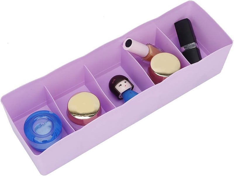 Purple 5 Grid Drawer Organizer For Clothes Underwear Socks Storage Space Saver - Image 1