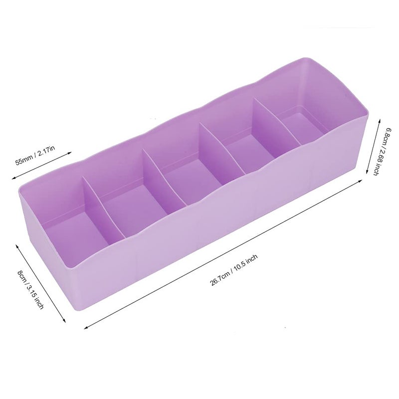Purple 5 Grid Drawer Organizer For Clothes Underwear Socks Storage Space Saver - Image 4