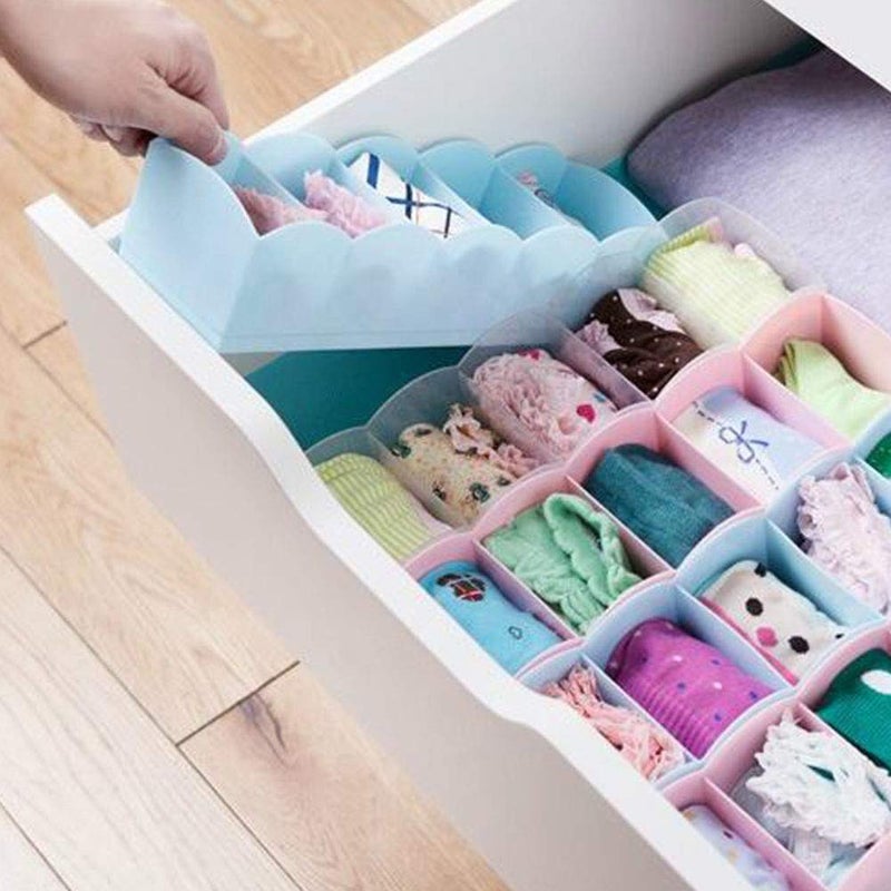 Purple 5 Grid Drawer Organizer For Clothes Underwear Socks Storage Space Saver - Image 5