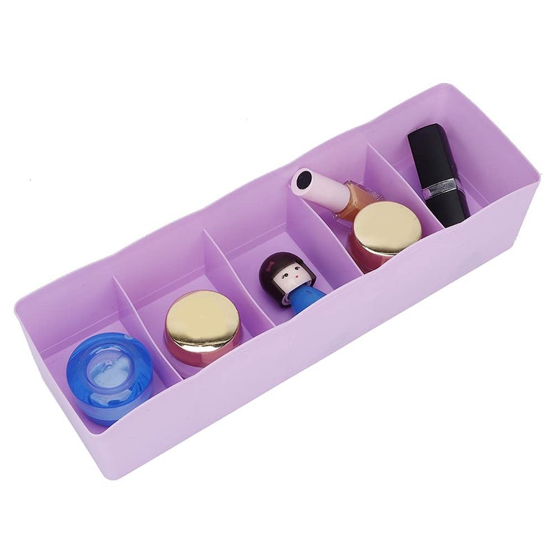 Purple 5 Grid Drawer Organizer For Clothes Underwear Socks Storage Space Saver - Image 2