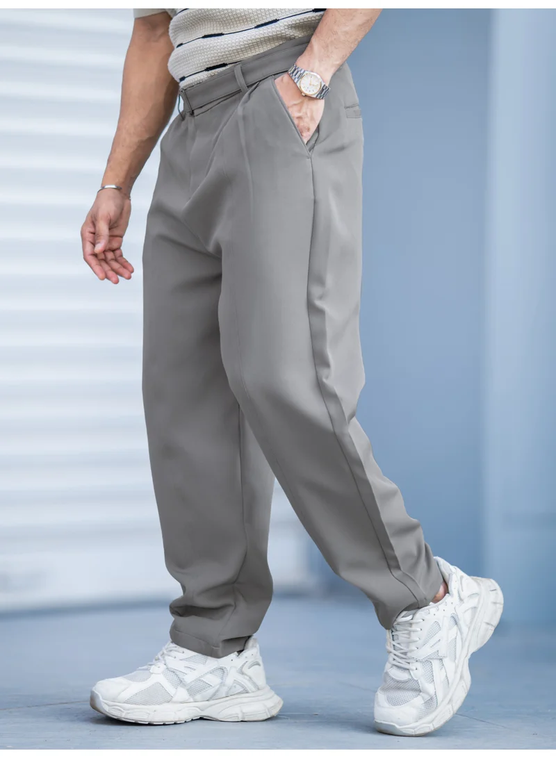 Maniac Maniac Mens Solid Mist Green Woven Fabric Trouser