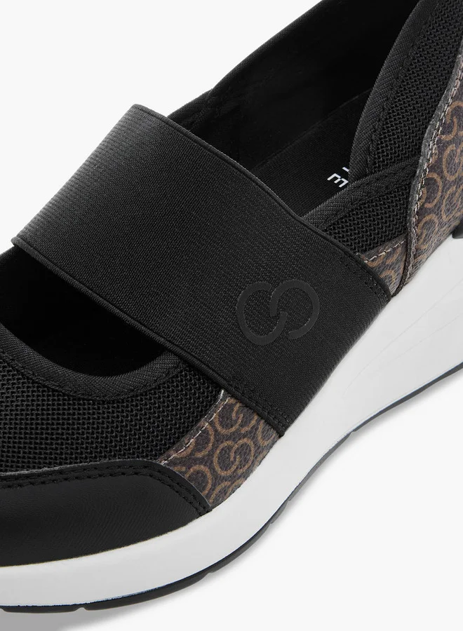 Celeste Women's Monogram Print Slip-On Sneakers with Wedge Heels