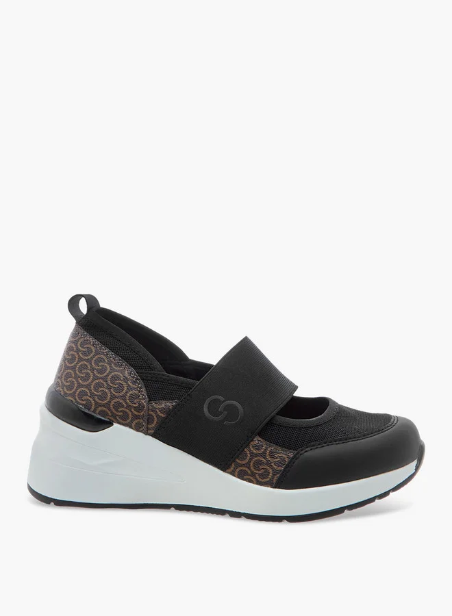 Celeste Women's Monogram Print Slip-On Sneakers with Wedge Heels