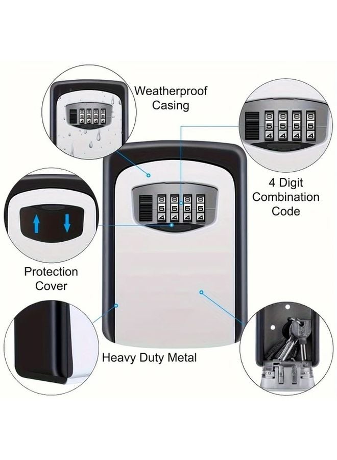 1pc Heavy Duty Wall Safe with Combination Lock Reinforced Metal Case for Home Office Travel Black - Image 4