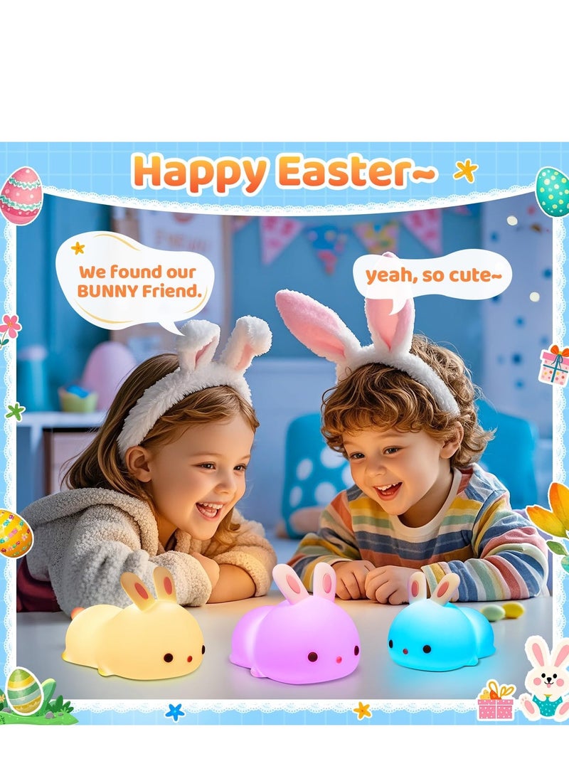 JAJEEK Cute Bunny Kids Night Light | Soft Silicone Touch Lamp with 7-Color Breathing LED Modes | Cordless & Battery Operated for 10 Hours | Safe, Soothing Bedside Light for Baby Nursery & Children's Bedroom | CE/RoHS Certified | Ideal Gift for Ages 1–8 - Image 2