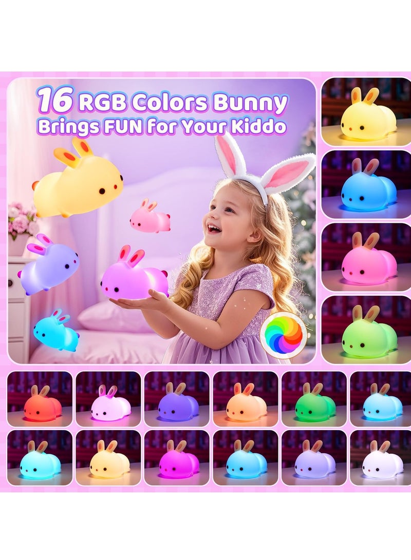 JAJEEK Cute Bunny Kids Night Light | Soft Silicone Touch Lamp with 7-Color Breathing LED Modes | Cordless & Battery Operated for 10 Hours | Safe, Soothing Bedside Light for Baby Nursery & Children's Bedroom | CE/RoHS Certified | Ideal Gift for Ages 1–8 - Image 3