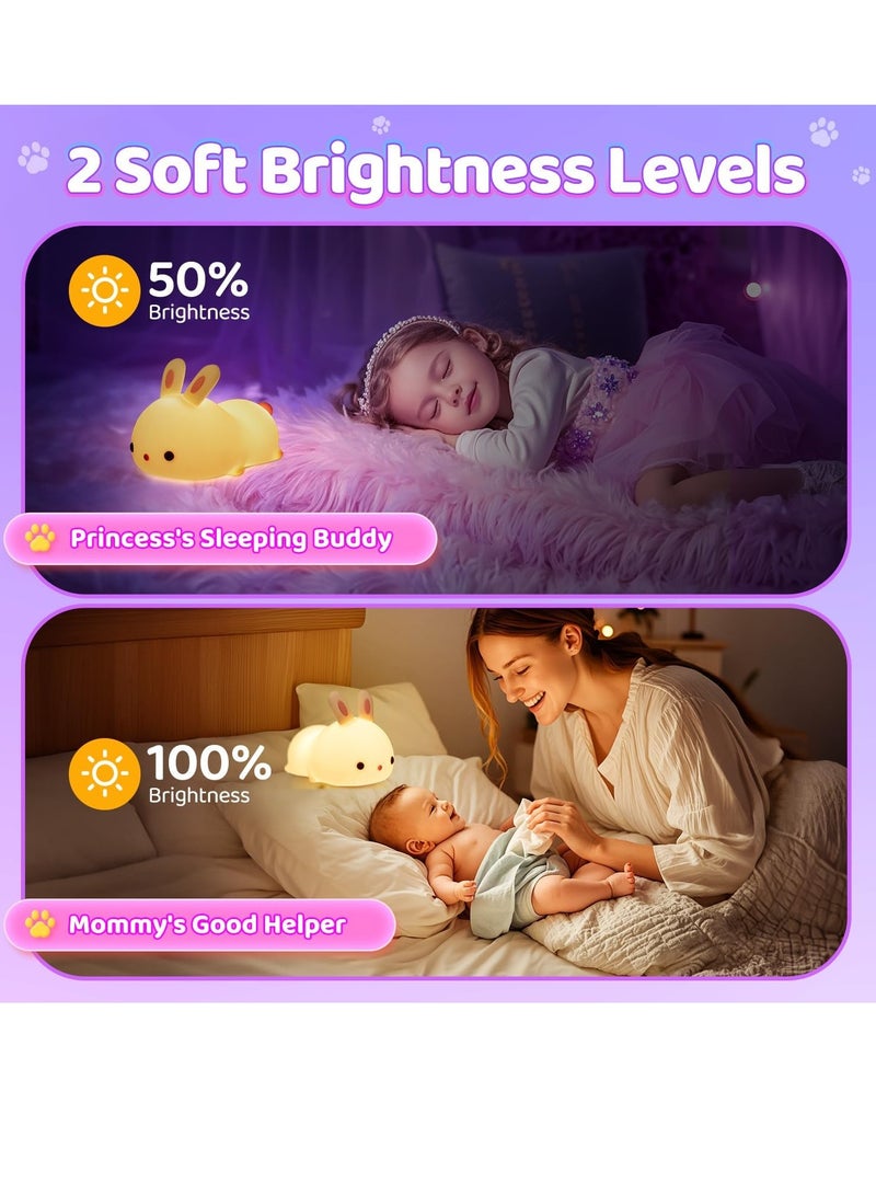 JAJEEK Cute Bunny Kids Night Light | Soft Silicone Touch Lamp with 7-Color Breathing LED Modes | Cordless & Battery Operated for 10 Hours | Safe, Soothing Bedside Light for Baby Nursery & Children's Bedroom | CE/RoHS Certified | Ideal Gift for Ages 1–8 - Image 5