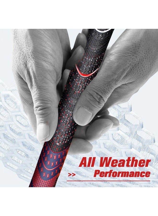 Geoleap Golf Grips Set of 13- Cord Rubber Compound Material, Hybrid Golf Club Grips, All Weather Performance. (Navy Blue Red, Midsize) - Image 3