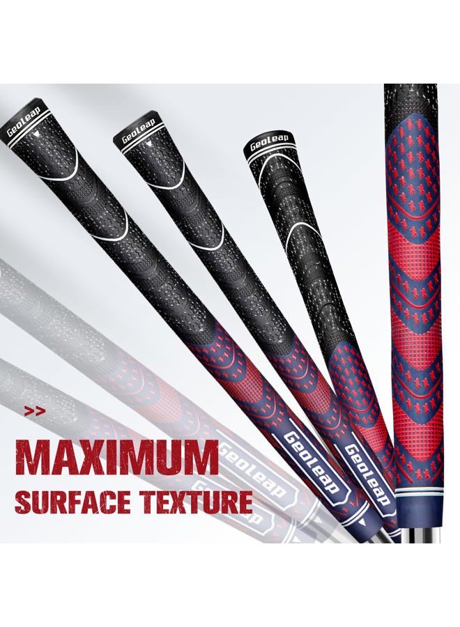 Geoleap Golf Grips Set of 13- Cord Rubber Compound Material, Hybrid Golf Club Grips, All Weather Performance. (Navy Blue Red, Midsize) - Image 4