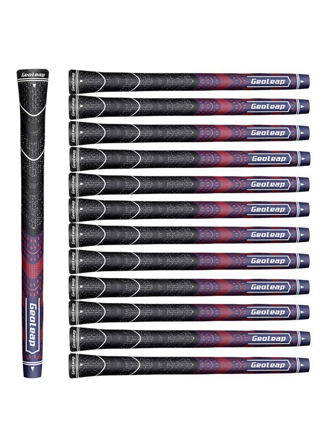 Geoleap Golf Grips Set of 13- Cord Rubber Compound Material, Hybrid Golf Club Grips, All Weather Performance. (Navy Blue Red, Midsize) - Image 1