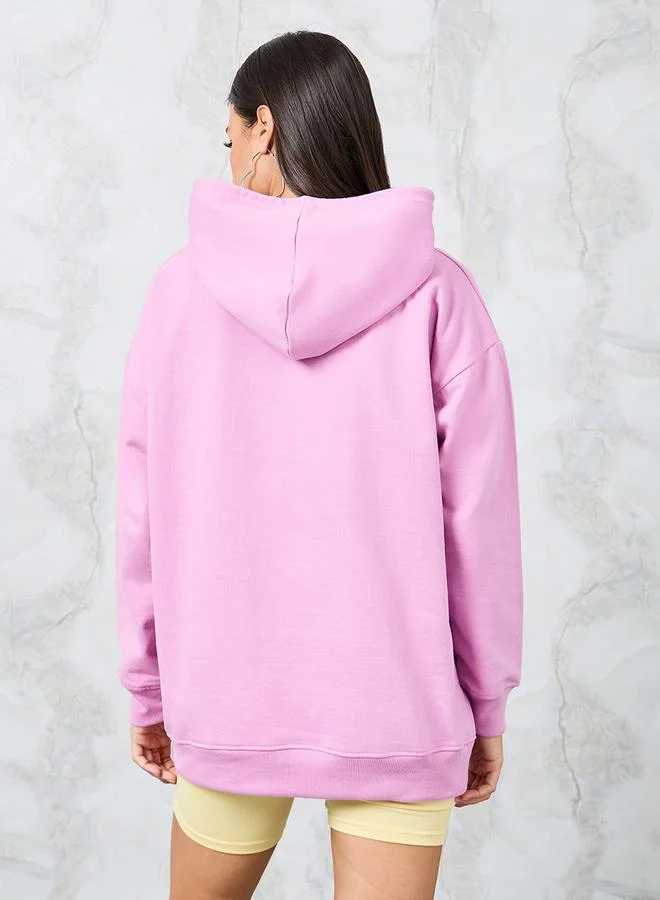 Styli Regular Fit Slogan Print Regular Length Hoodie