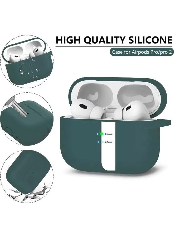 غطاء حماية ناعم من السيليكون لسماعات AirPods Pro 2 مع مجموعة تنظيف وسلسلة مفاتيح - Image 3