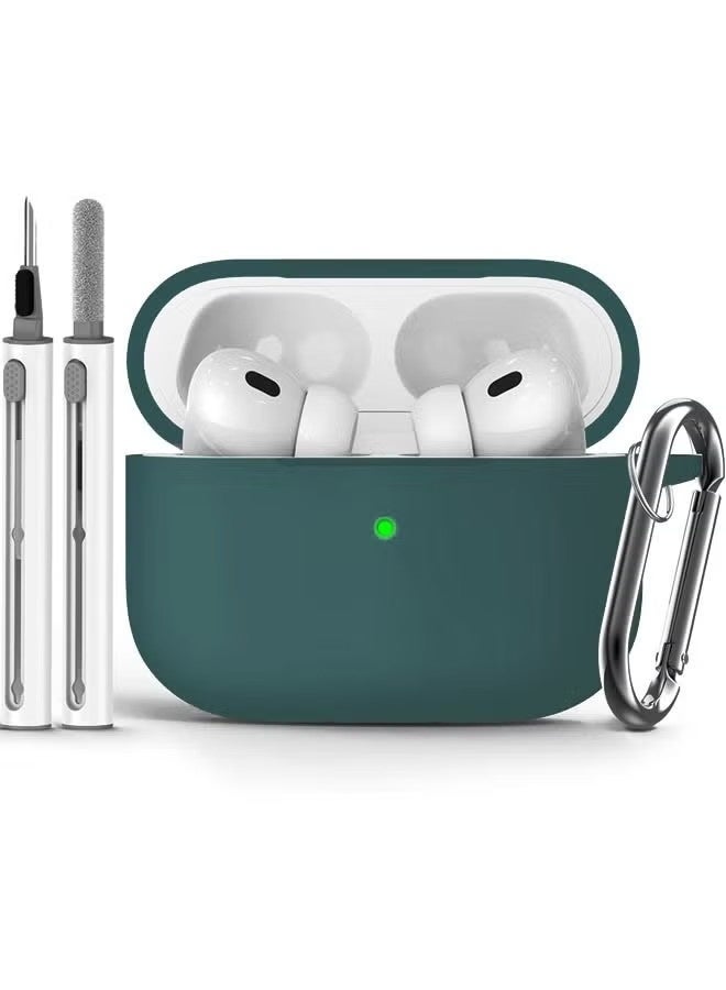 غطاء حماية ناعم من السيليكون لسماعات AirPods Pro 2 مع مجموعة تنظيف وسلسلة مفاتيح - Image 1