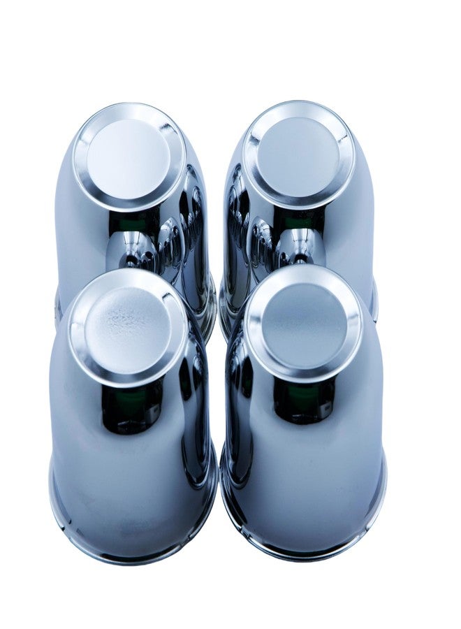 PPCovers 4 Push Through Chrome Wheel Center Caps for Trailer Wheel Rims 3.25" Center Bore - Image 1