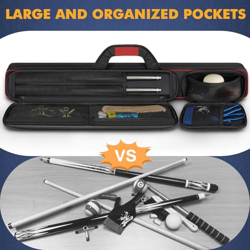 PEKREWS Pool Cue Case, Pool Stick Case 2x2 Holds 2 Sticks with 2 Accessory Zipper Pockets, Sturdy Polyester Pool Cue Carry Bag with Shoulder Strap Handle, Soft Billiard Cue Sling Bag for Men and Women - Image 5