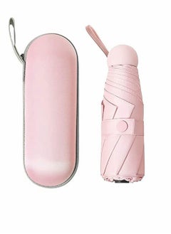 KASTWAVE Mini Travel Umbrella, Mini Windproof Folding Travel Umbrella, Portable Lightweight Compact Parasol with 95% UV Protection for Sun and Rain, Popular Style for Women (Pink)  - Image 1