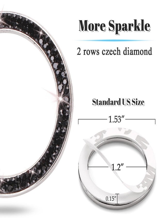 ToBeQueen Black Bling Push Start Button Cover Ring, Interior Crystal Diamond Rhinestone Black Engine Start Stop Ring Emblem Decoration Sticker, Black Bling Car Accessories for Women, Black - Image 4
