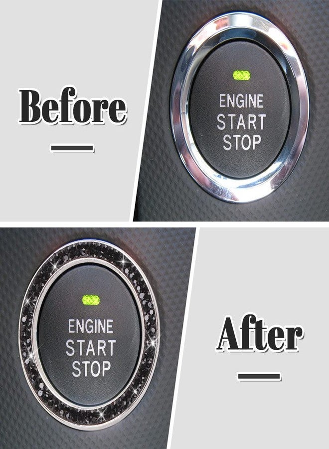 ToBeQueen Black Bling Push Start Button Cover Ring, Interior Crystal Diamond Rhinestone Black Engine Start Stop Ring Emblem Decoration Sticker, Black Bling Car Accessories for Women, Black - Image 2