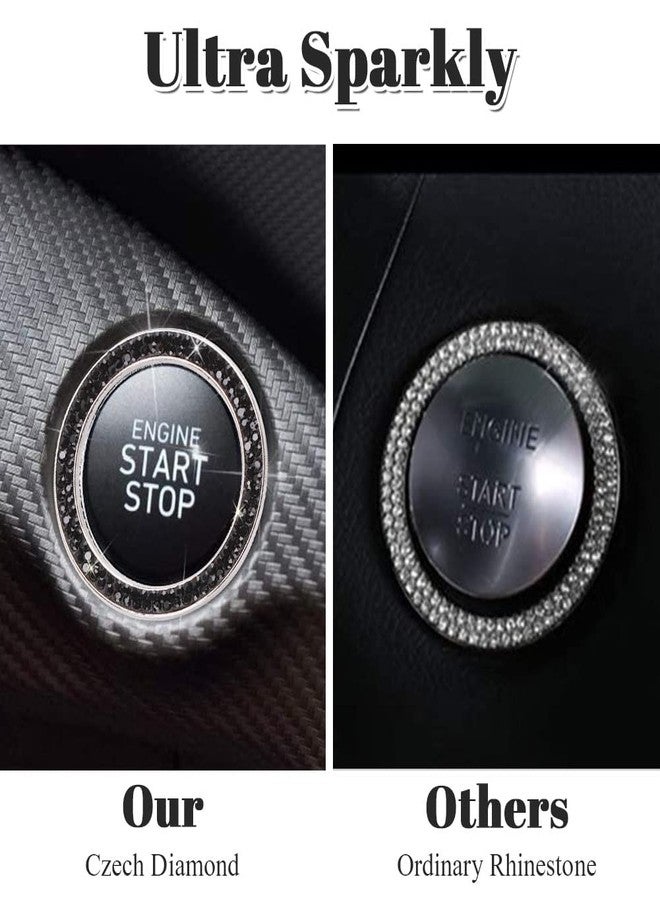 ToBeQueen Black Bling Push Start Button Cover Ring, Interior Crystal Diamond Rhinestone Black Engine Start Stop Ring Emblem Decoration Sticker, Black Bling Car Accessories for Women, Black - Image 3