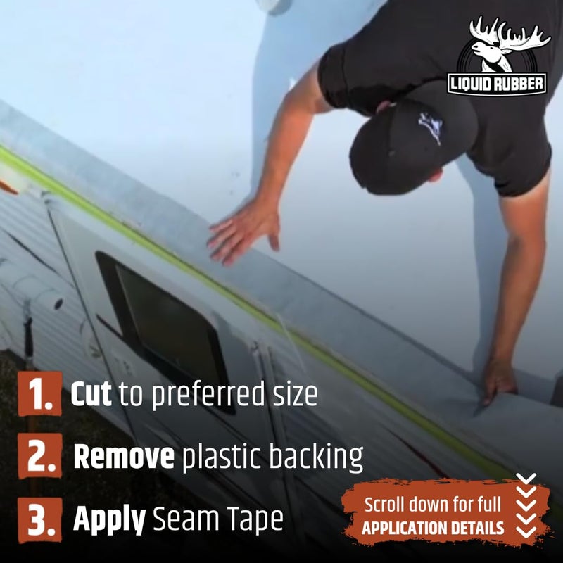 Liquid Rubber Peel and Stick Seam Tape - Fix Leaks, Repair and Restore Roof Joints and Tears, Bonds to EPDM, Metal, Tiles, Shingles, Wood, and Fiberglass Easy to Use, 4 Inch x 50 Foot Roll - Image 5