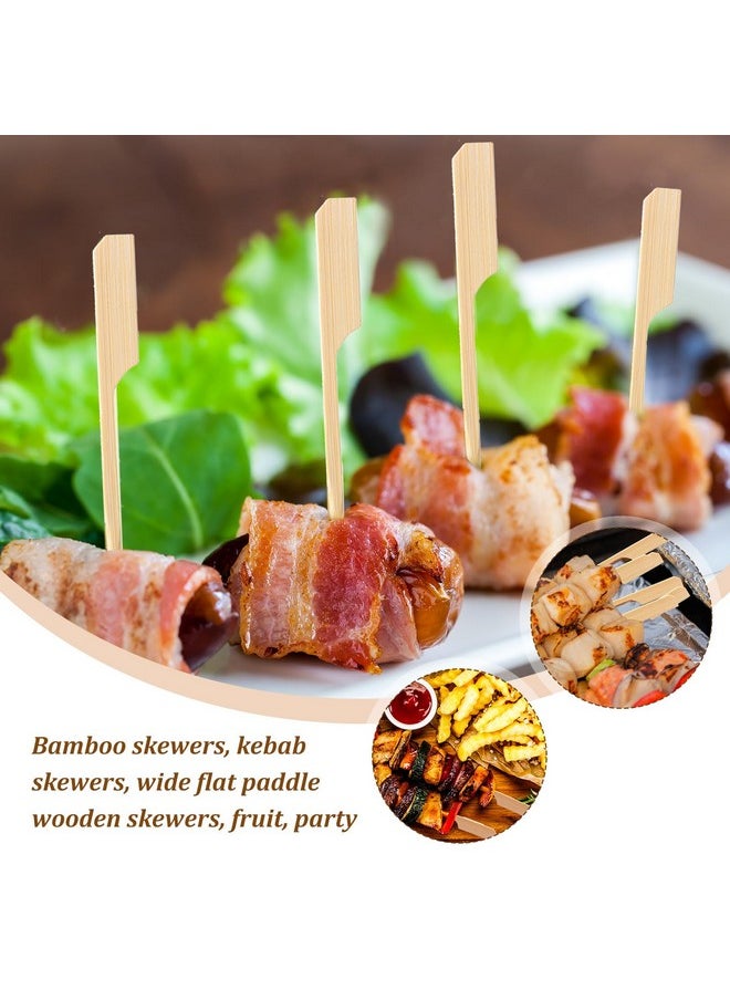 Minatee Minatee 3000 Pcs Bamboo Skewers for Appetizers Toothpicks Wide Wooden Skewers Paddle for Kabobs Cocktail Picks Fruit Kababs Bbq Barbecue Sausage Grilling (3.5 Inches)  - Image 4