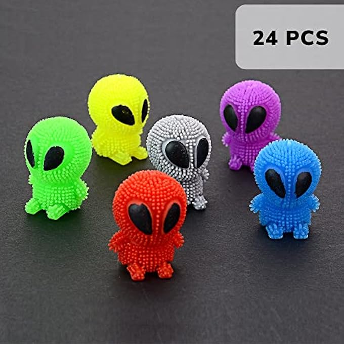 Entervending Alien Toys for Kids - 1.75 Inch Alien Toys for Kids - Funny Squishy Toys for Party Favors, Goody Bags, Classroom Prizes - Mini Puffer Ball - Pack of 24 - Image 5