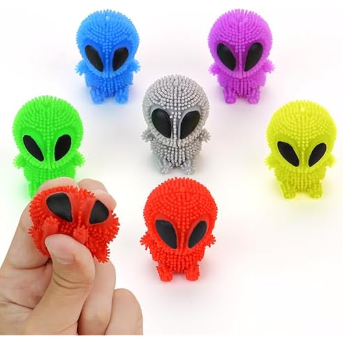 Entervending Alien Toys for Kids - 1.75 Inch Alien Toys for Kids - Funny Squishy Toys for Party Favors, Goody Bags, Classroom Prizes - Mini Puffer Ball - Pack of 24 - Image 1