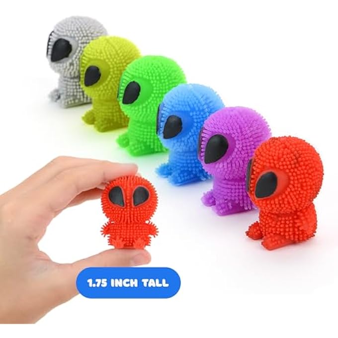 Entervending Alien Toys for Kids - 1.75 Inch Alien Toys for Kids - Funny Squishy Toys for Party Favors, Goody Bags, Classroom Prizes - Mini Puffer Ball - Pack of 24 - Image 2