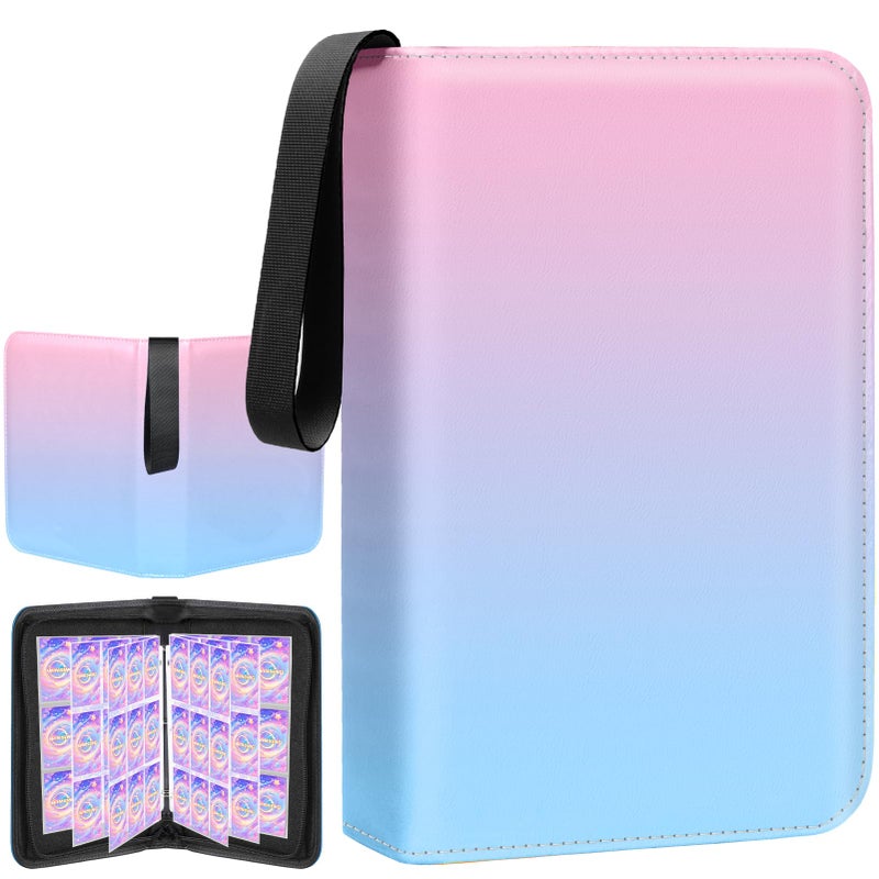 Winsing Card Binder 4 Pocket, 400 Pockets Card Holder Compatible with Game Cards Gift for Girls, Trading Card Binder Album Case Book Storage For Photocards, Small,Pink - Image 1