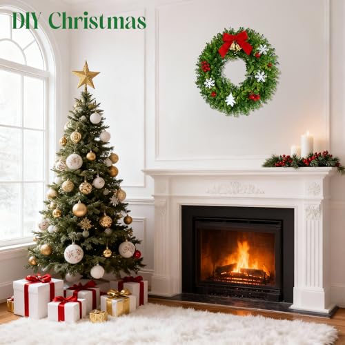 Diltik 20''Boxwood Wreaths for Front Door,Artificial Spring Summer Wreath,Boxwood Wreaths with Sash,All Seasons Wreath for Farmhouse,Wedding,St Patrick's Day Decoration,Indoor & Outdoor - Image 3