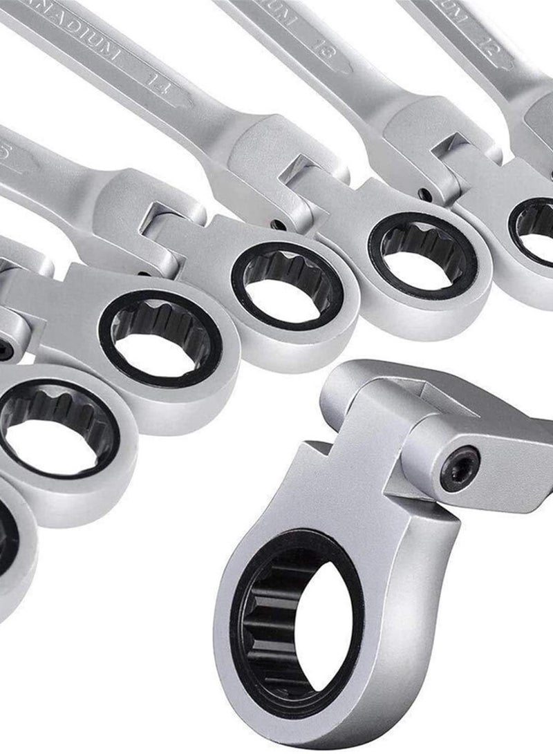 GGOOT Hardware Tool Ratcheting Wrench Car Repair Flexible Head Key Ratchet Spanners Set Combination Tool Set Universal Wrench (Color : 7PCS)  - Image 5
