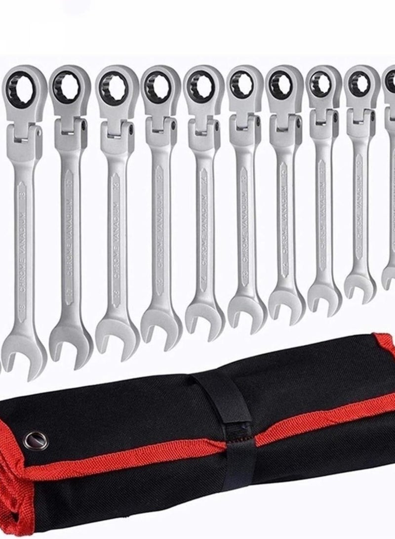 GGOOT Hardware Tool Ratcheting Wrench Car Repair Flexible Head Key Ratchet Spanners Set Combination Tool Set Universal Wrench (Color : 7PCS)  - Image 2