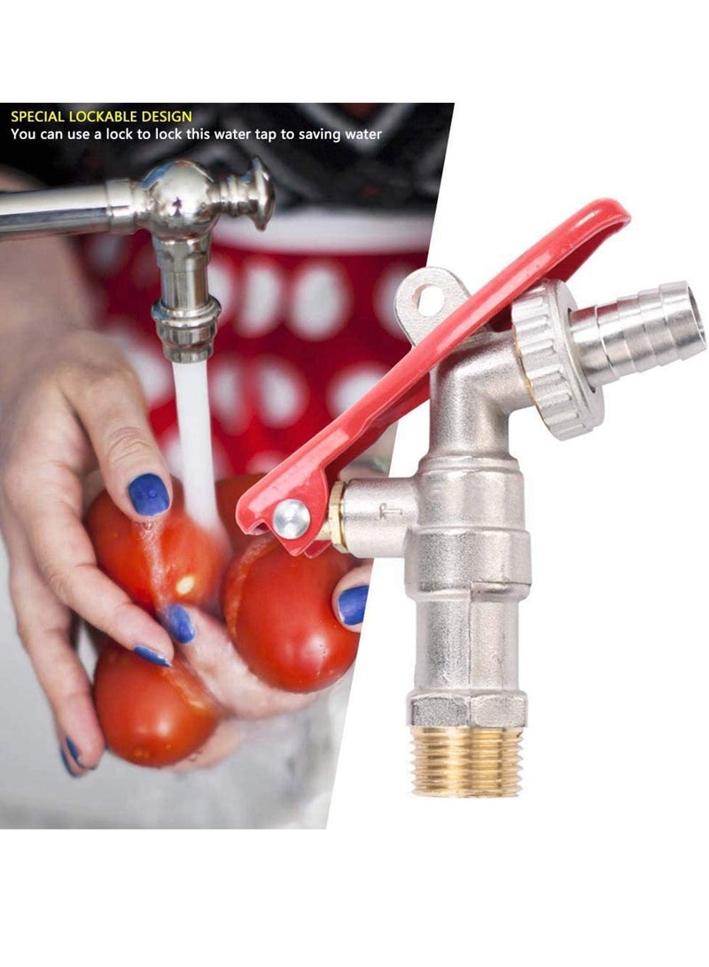 إكسفور Home Water Tap, Brass Thread Water Supply Manual Tap Lockable Faucet Home Outdoor Garden Tool Durable Bibcock Outside Garden Tap, 1/2 Inch - Image 3