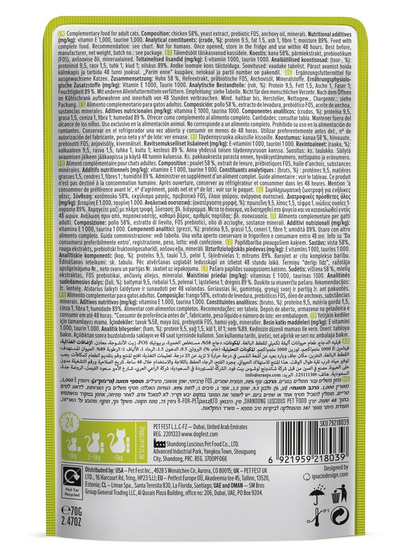 Cat Fest CatFest Chicken Fillets in Tender Jelly, Natural Wet Cat Food, Soft Texture, Grain-Free, High Protein, 70g Pouch  - Image 2